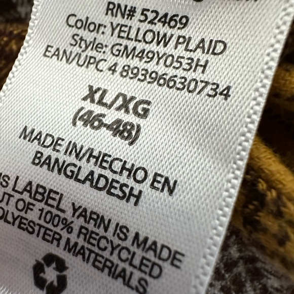 Y2K George Men’s XL Plaid Button-Up Flannel Shirt Yellow and Brown Pockets - Picture 9 of 15